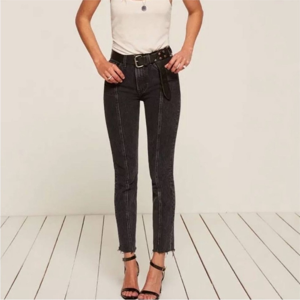 Reformation Black Seamed Ankle Cropped Skinny Jeans NWOT
